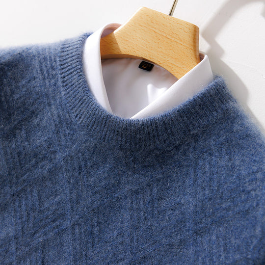 Herren Feiner Strukturstrickpullover mit kurzem Stehkragen und Diamant‑Relief Shop Nory