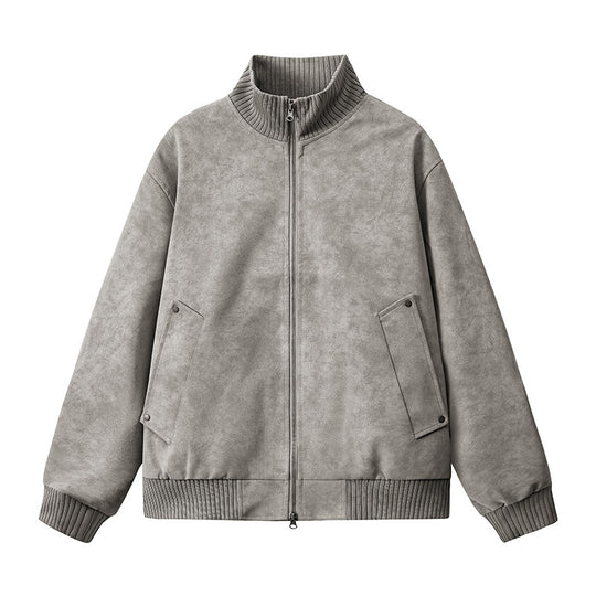 Damen Elegante Kunstlederjacke mit Stehkragen Shop Nory