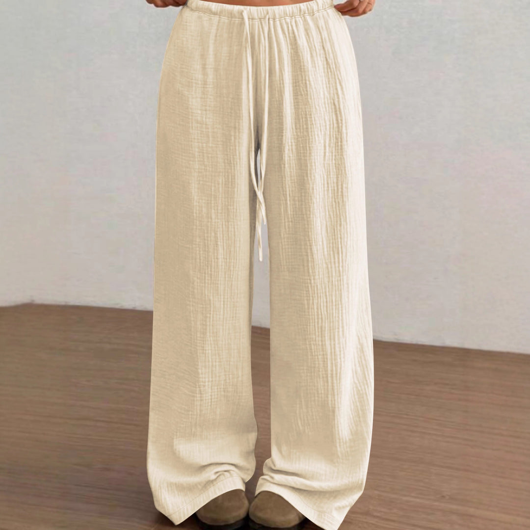 Damen Fließende Baumwoll‑Gauze Palazzohose mit elastischem Bund und Kordelzug Shop Nory