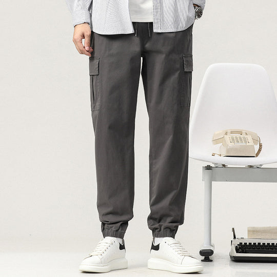 Herren Tapered Cargo-Joggerhose mit Tunnelzugbund, Klappentaschen und elastischem Knöchelabschluss Shop Nory