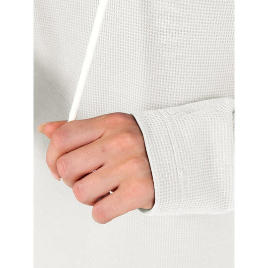 Damen Waffelstrick-Kapuzenpullover mit V-Ausschnitt, Oversize-Schnitt und Seitenschlitzen Shop Nory