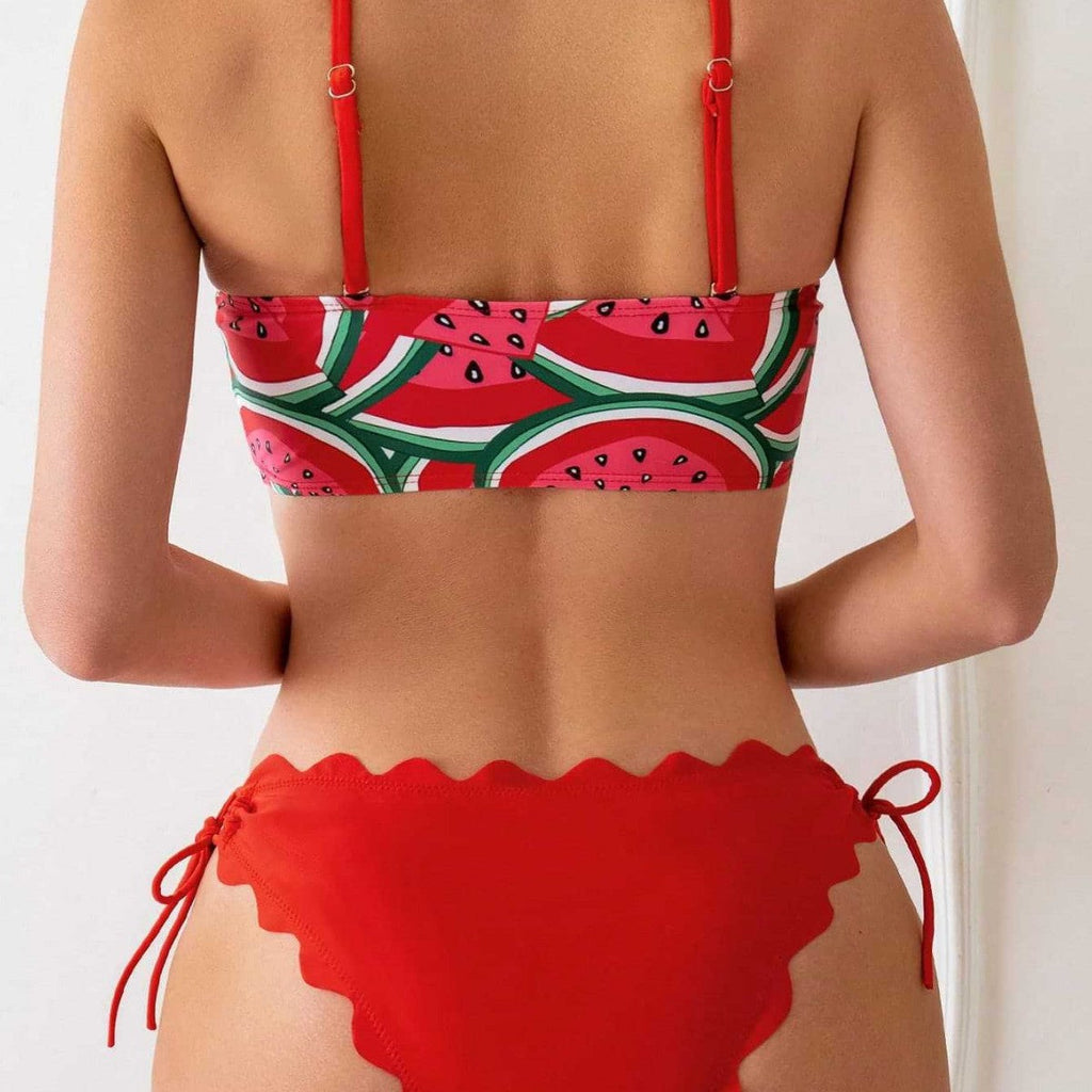 Damen Bandeau-Bikini mit verspieltem Knotendesign
