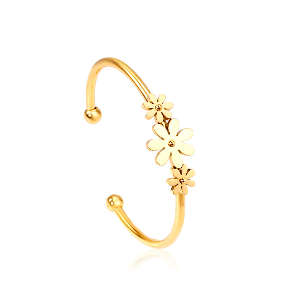 Damen Hängende Ohrstecker mit floralem Design aus hochwertigem, goldplattierten Edelstahl Shop Nory