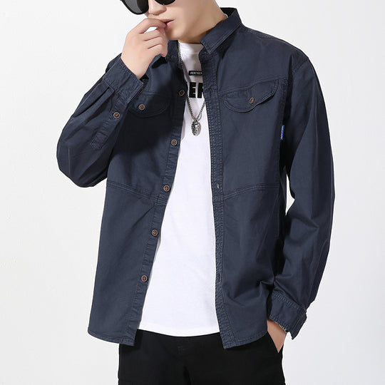Herren leichte Canvas-Hemdjacke im Overshirt-Stil mit Brustpattentaschen und Knopfverschluss Shop Nory