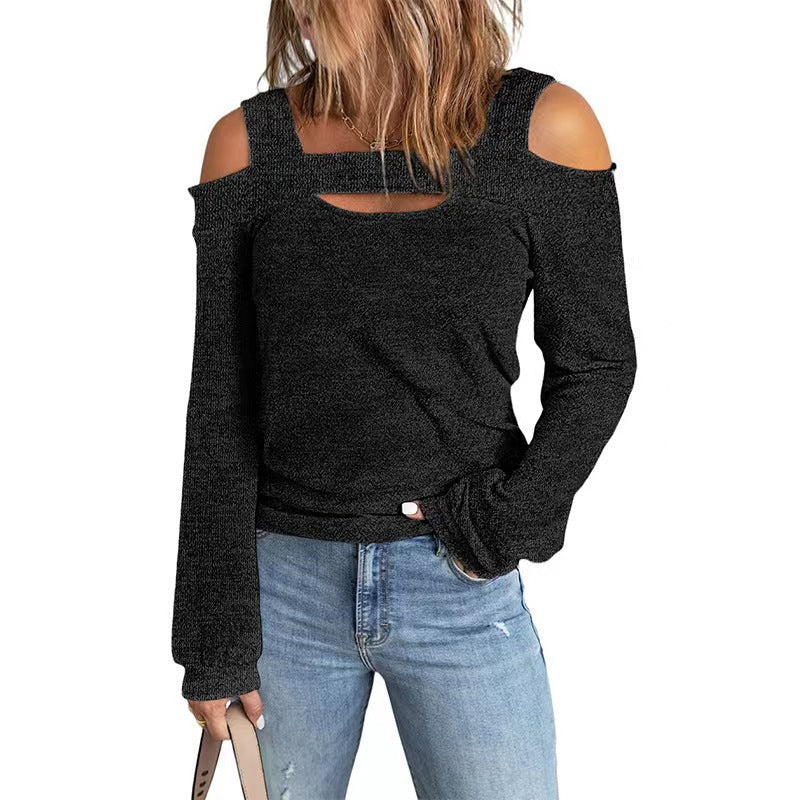 Damen lässiges Langarmshirt mit Cut-Out-Design