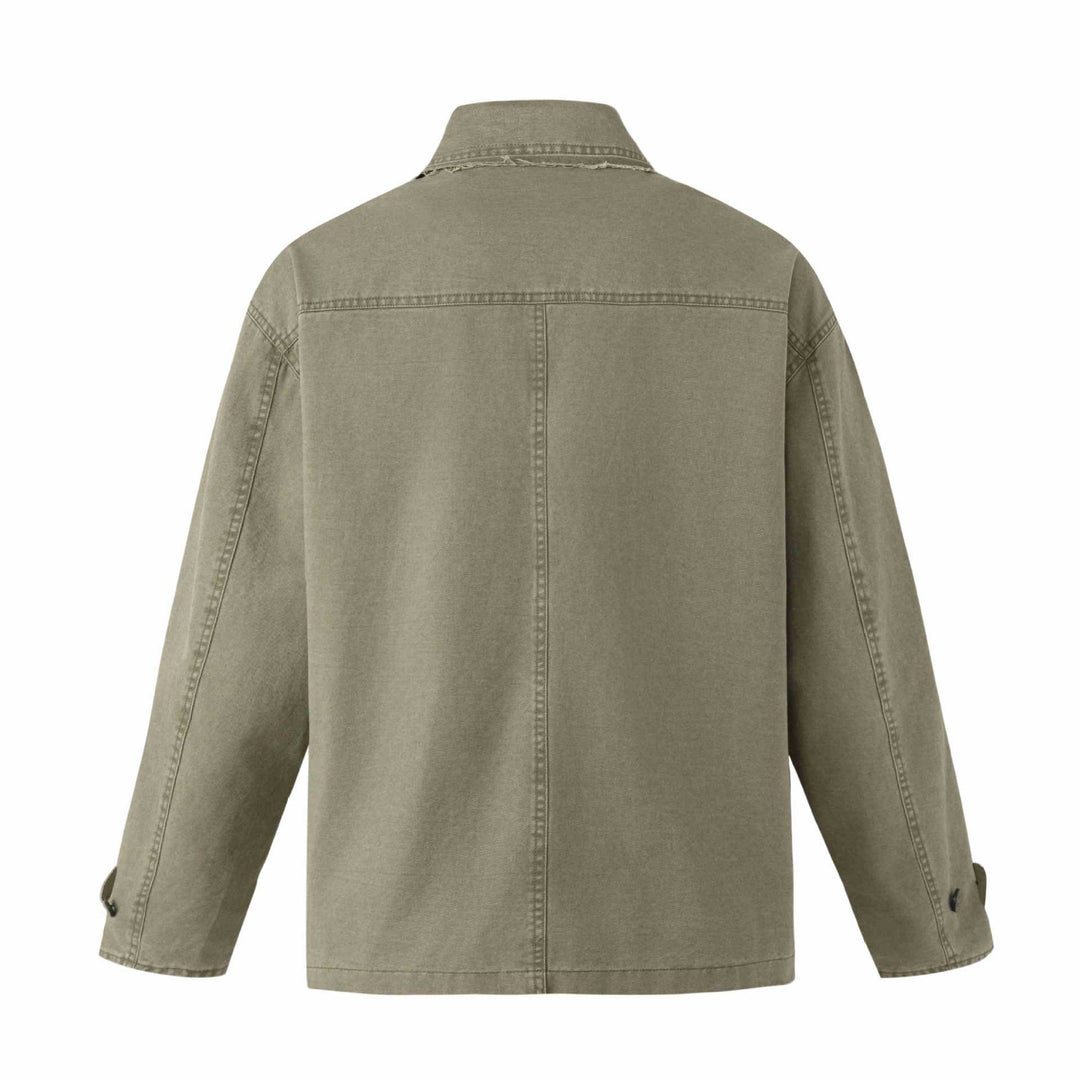 Unisex Robuste Canvas-Workwear‑Blouson mit doppelter Knopfreihe, aufgesetzten Fronttaschen und verstärkten Ärmeln Shop Nory