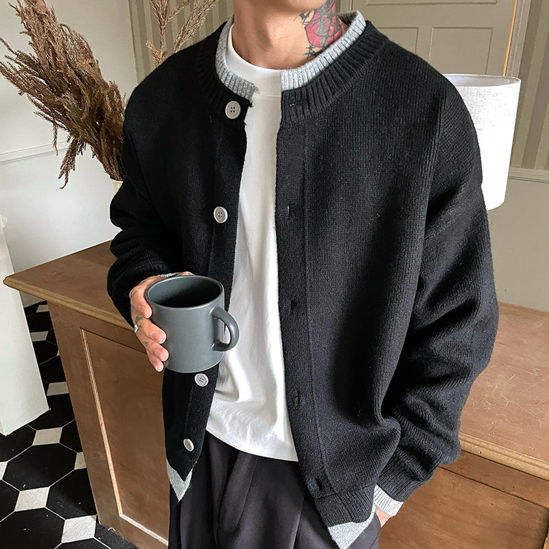 Herren Strickjacke mit Rundhalsausschnitt und Knöpfen Shop Nory