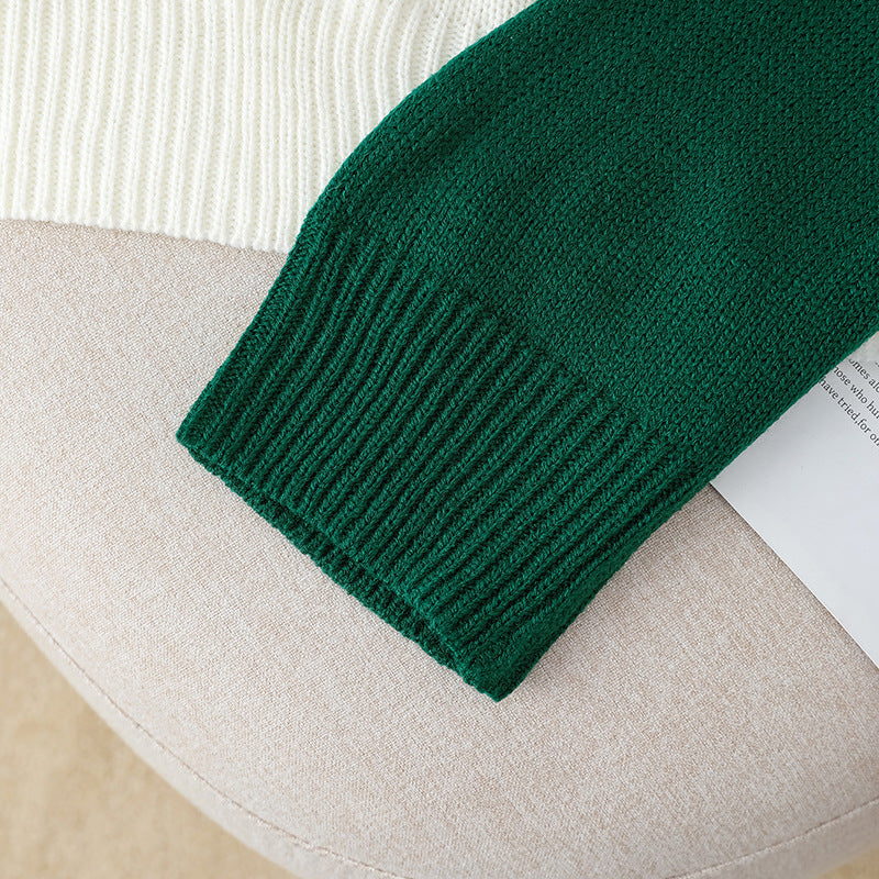Damen Modischer Strickpullover mit Knopfleiste und Farbblockdesign Shop Nory