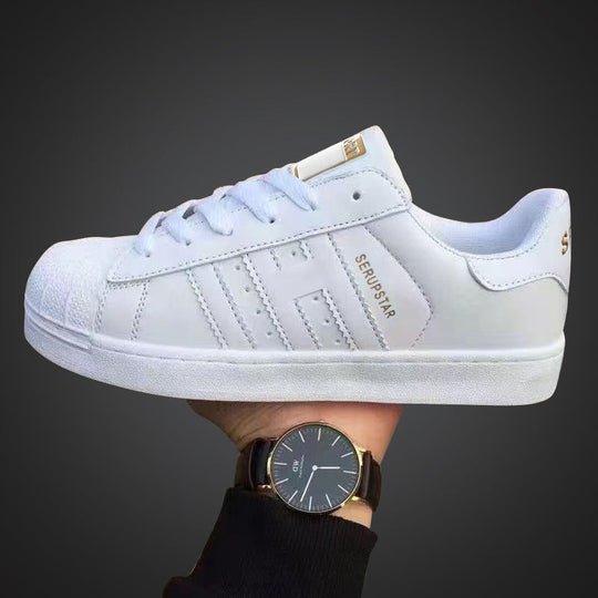 Damen Sportliche Freizeit Sneakers mit Lederoberfläche und rutschfester Sohle