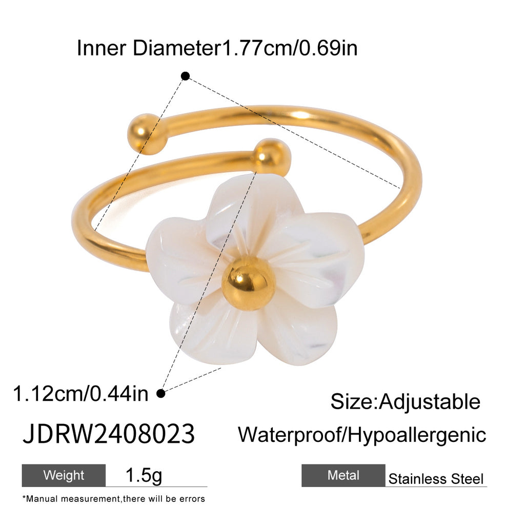 Damen Offenes Armband mit filigranem Blumendesign aus hypoallergenem Edelstahl Shop Nory