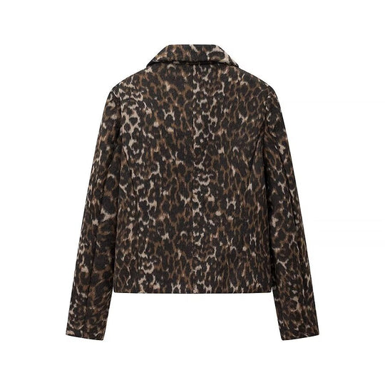 Damen Boxy‑Kurzjacke mit Leopardenmuster, Hemdkragen und aufgesetzten Pattentaschen Shop Nory