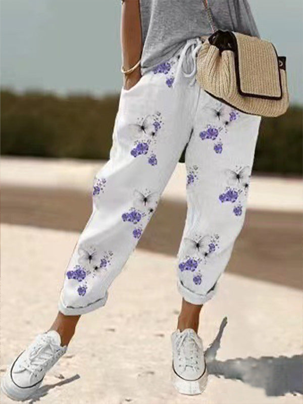 Damenschalotte-Haremshosen mit floralem Stickmuster Shop Nory