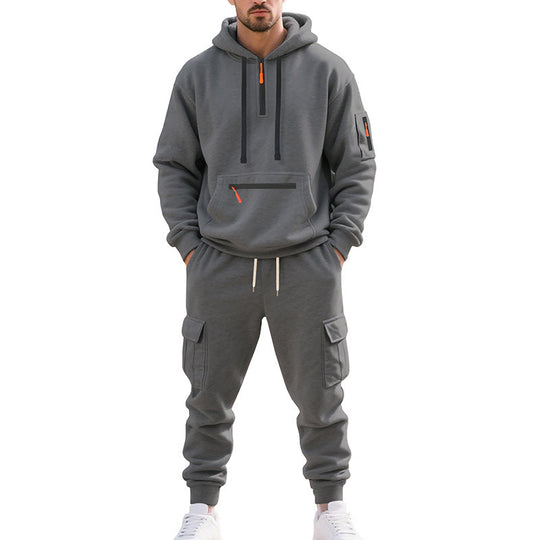 Herren Zweiteiliger Performance-Jogginganzug mit Kapuzen-Hoodie, wasserabweisenden Reißverschlüssen und Cargo-Jogger Shop Nory