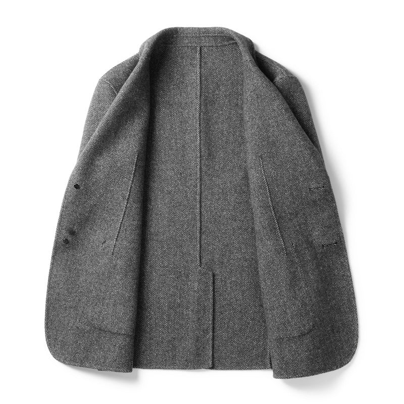 Herren Taillierter Fischgrätmuster Blazer Shop Nory