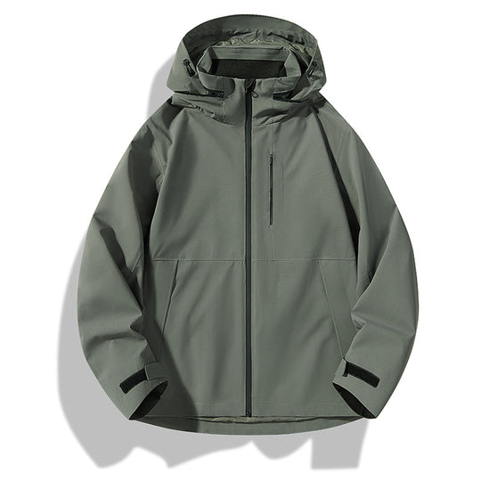 Herren Zweilagige wasserdichte Outdoorjacke mit Kapuze, Verschweißten Reißverschlüssen und Kontrastpaneelen Shop Nory