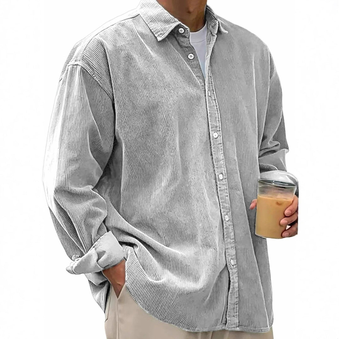 Herren Oversize Cord-Shirt aus feinem Cord mit durchgehendem Knopfverschluss und Kent-Kragen EB