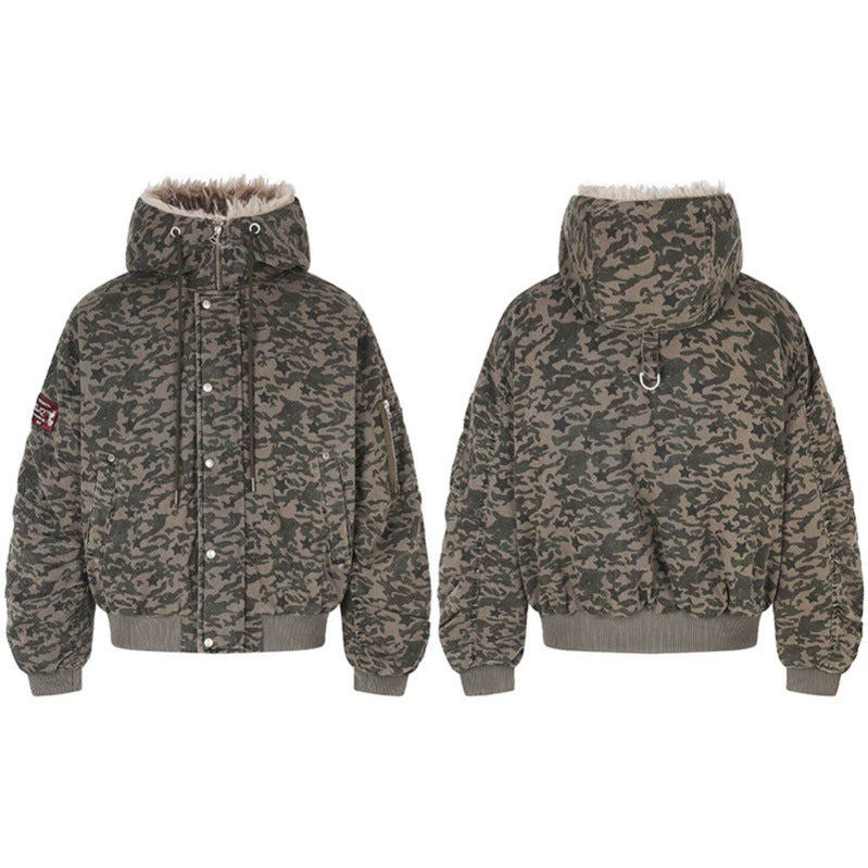 Damen gesteppte Bomberjacke mit Kunstfellkapuze, Tunnelzug und Utility‑Taschen Shop Nory