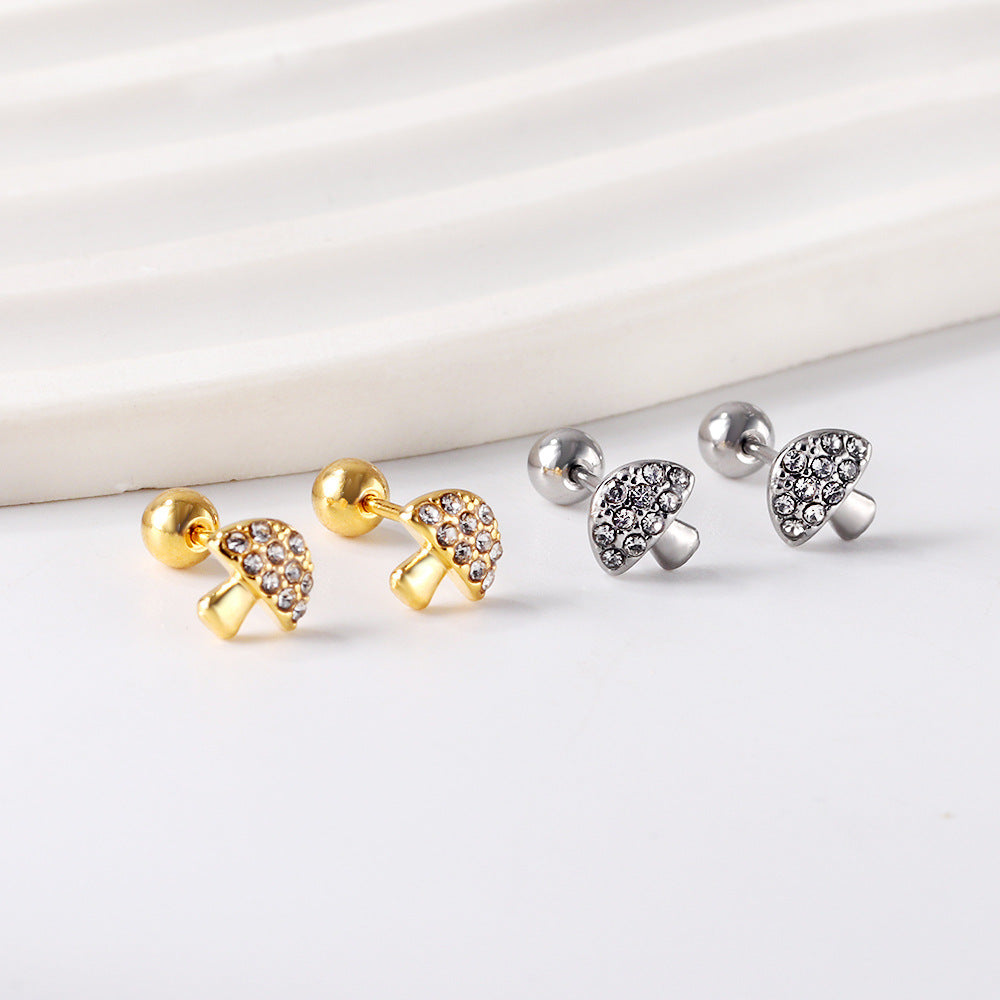 Damen Ohrstecker mit Pilz-Design und funkelnden Zirkonia Shop Nory