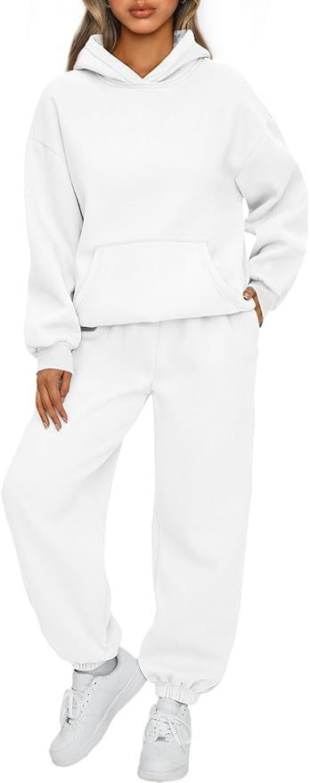 Damen nan luxuriöses Oversize-Loungewear-Set Kapuzenpullover mit Kängurutasche und weit geschnittene Jogginghose mit elastischen Knöchelabschlüssen Shop Nory