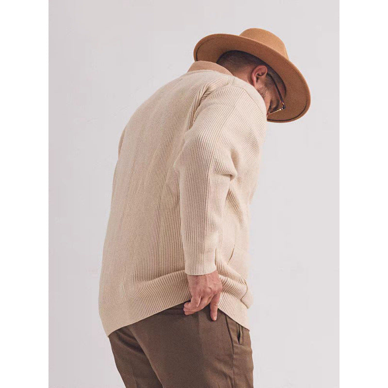 Unisex Oversized Boxy-Strickjacke mit verdecktem Reißverschluss und breiter Rippenstruktur Shop Nory