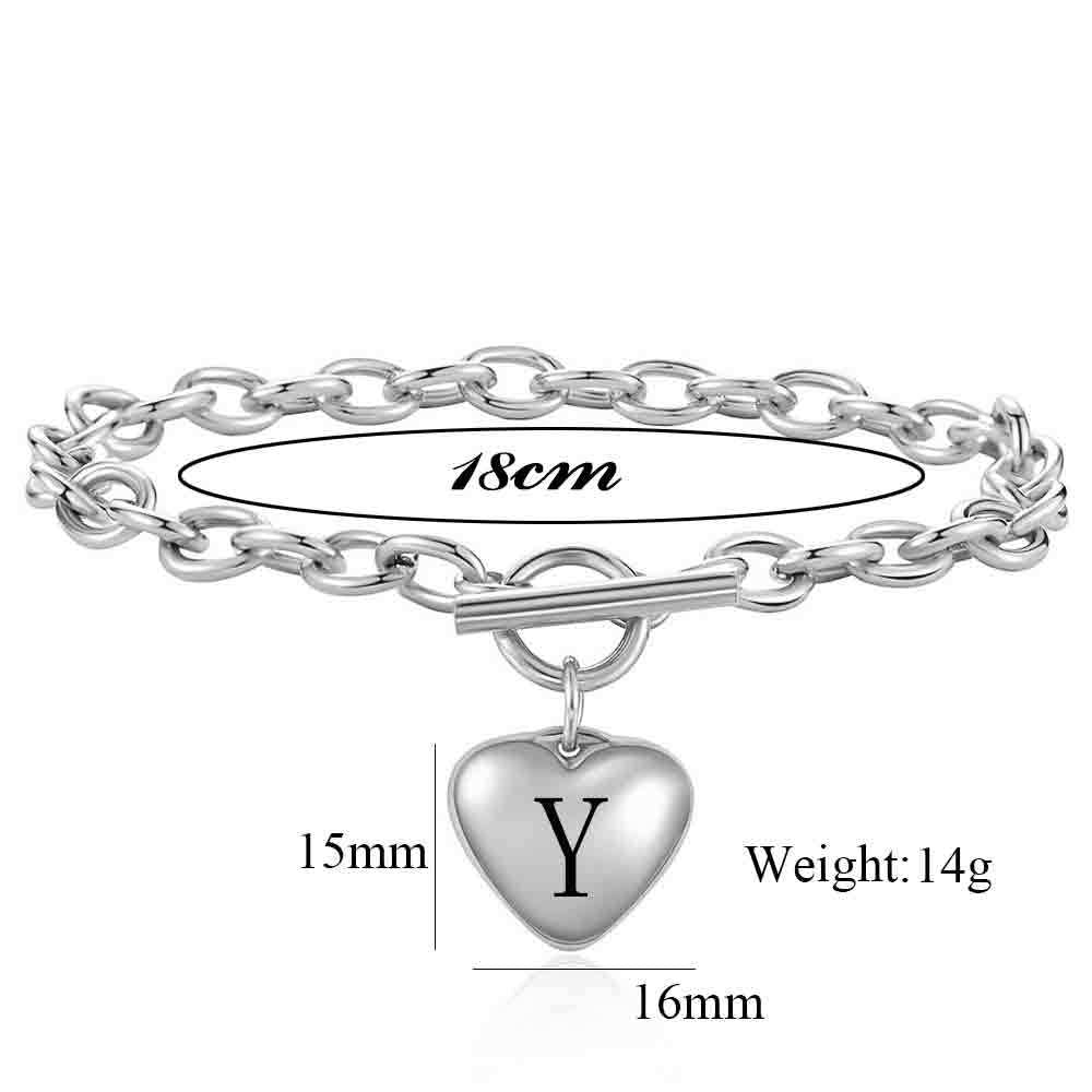 Damen Armband mit herzförmigem Charm und massiven Gliederketten Shop Nory