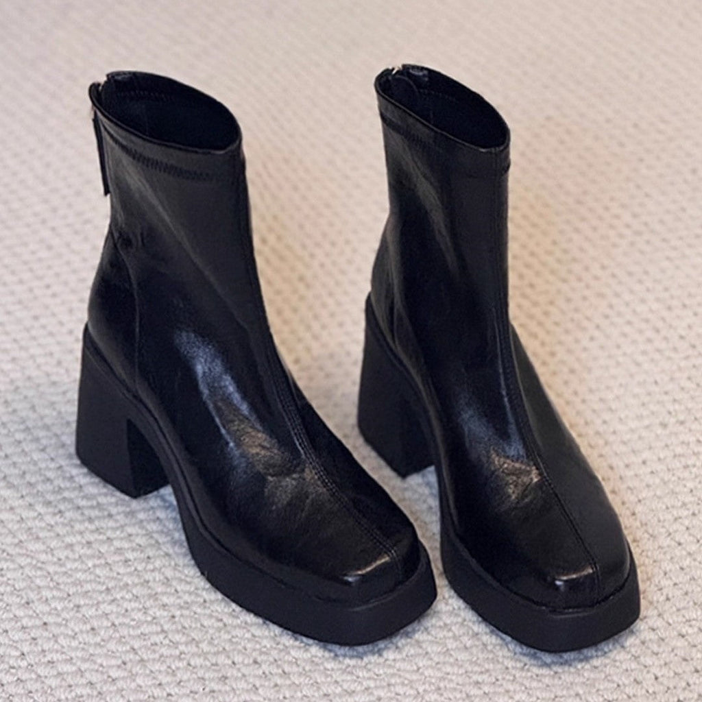Damen elegante Stiefeletten mit moderner Silhouette und robustem Blockabsatz