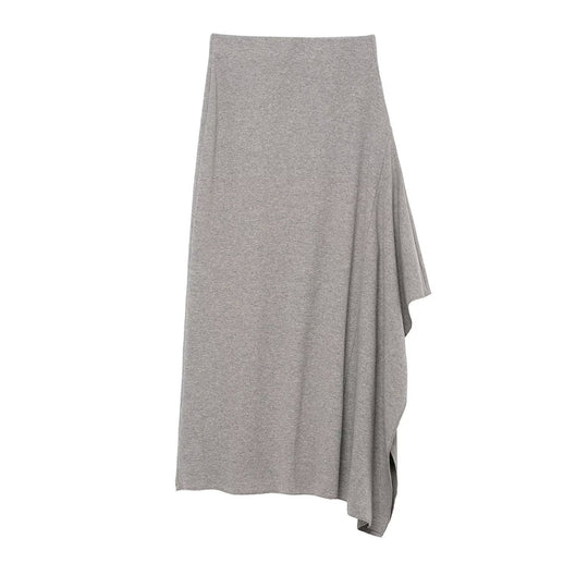 Damen Asymmetrischer Midirock aus Feinstrick mit drapiertem Seitenschlitz Shop Nory
