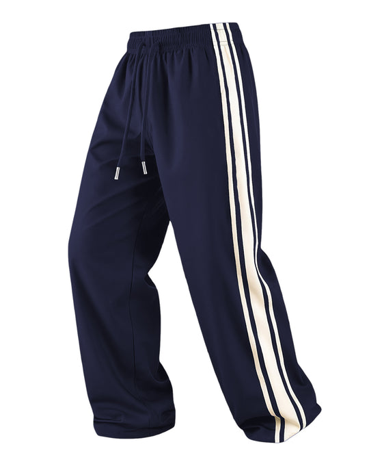 Herren Weite Trainingshose mit elastischem Tunnelzugbund, seitlichem Kontraststreifen & lockerem Baggy‑Schnitt Shop Nory