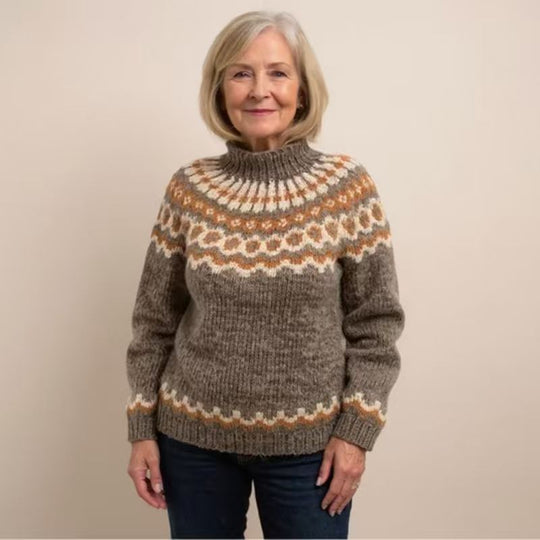Damen nan kuscheliger Norweger-Strickpullover mit Stehkragen und Oversize-Passform Shop Nory