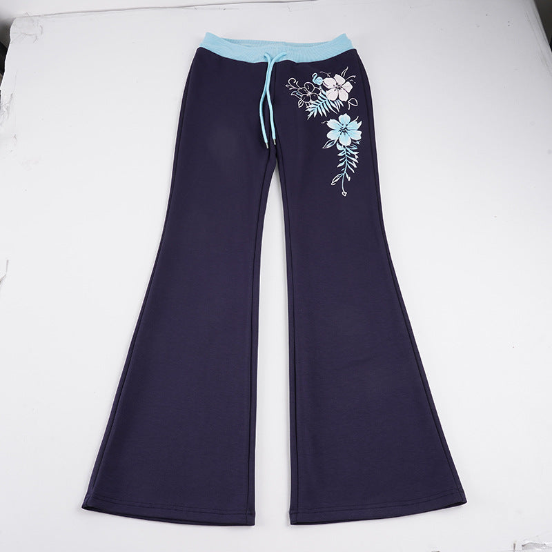 Damen nan ausgestellte Loungehose mit hohem Stretchbund, Kordelzug und floralem Druck Shop Nory