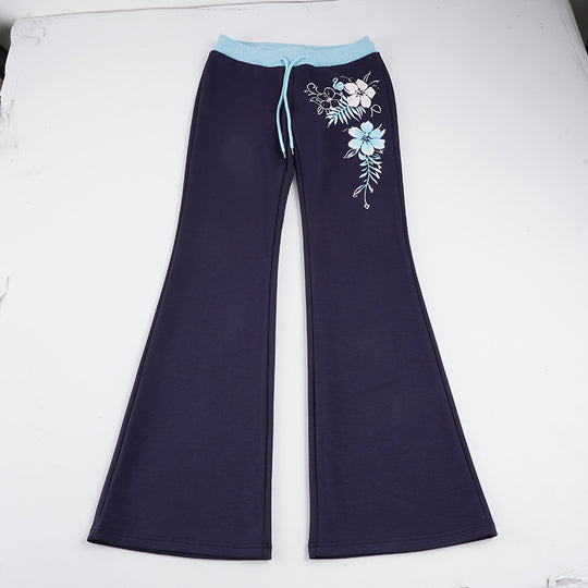 Damen nan ausgestellte Loungehose mit hohem Stretchbund, Kordelzug und floralem Druck Shop Nory