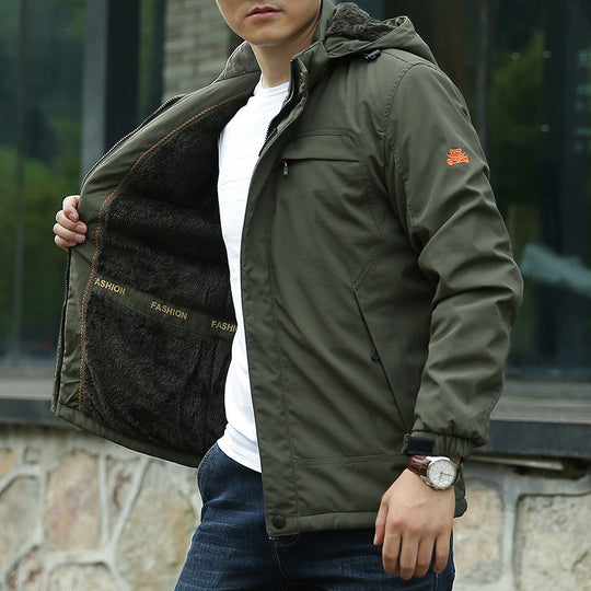 Herren Gefütterter Kapuzenparka mit Teddyfutter und winddichter Canvas‑Optik Shop Nory