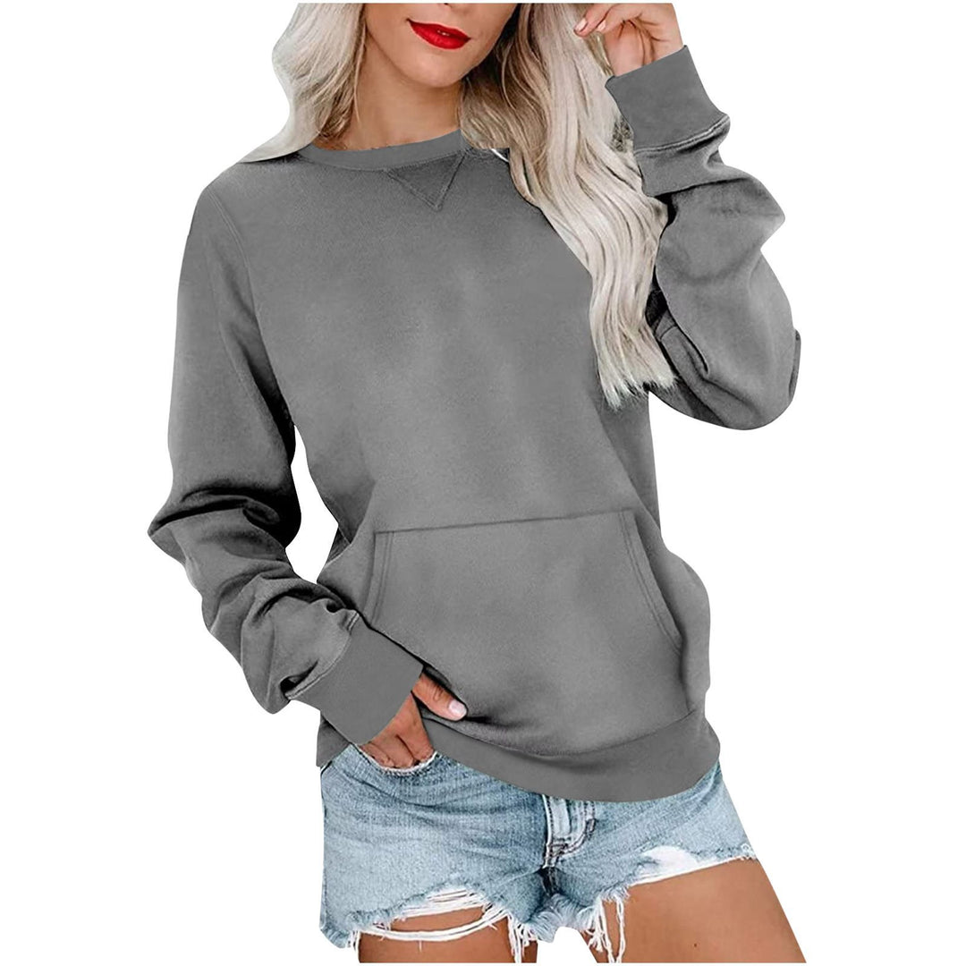 Damen Lockeres Sweatshirt mit Rundhalsausschnitt und Kängurutasche Shop Nory