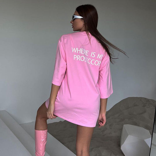 Damen oversized Longshirt mit Statement-Print, dreiviertelärmeln und lockerer Tunika-Silhouette Shop Nory