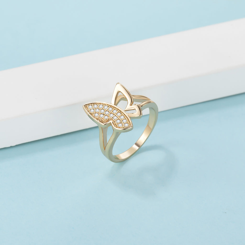 Damen eleganter Ring mit filigranem Schmetterlingsdesign Shop Nory