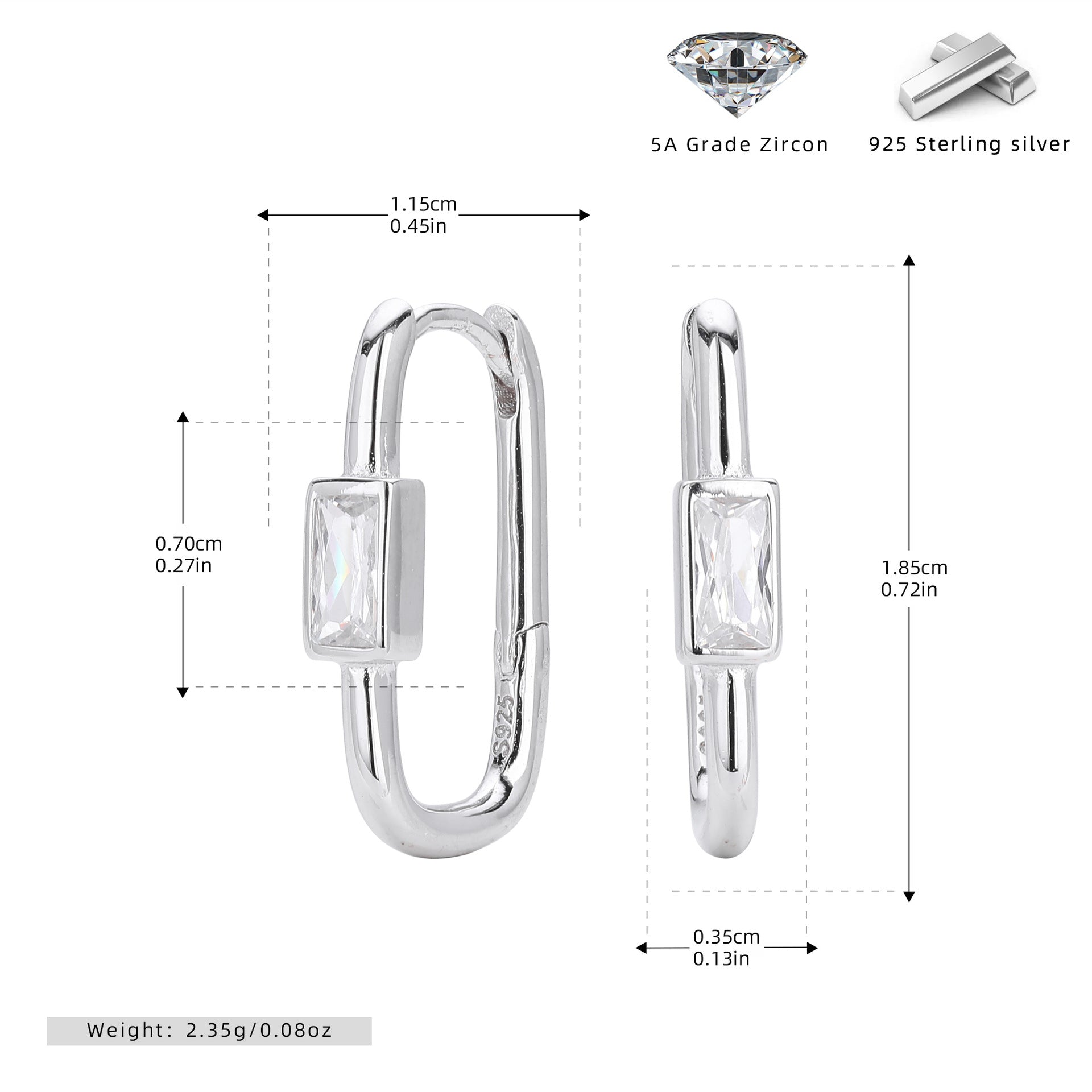 Damen Ohrstecker mit luxuriösem 5A Zirkon aus 925 Sterling Silber Shop Nory