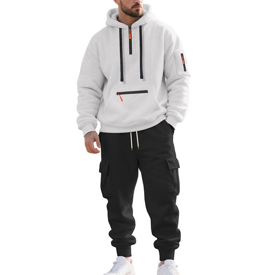 Herren Zweiteiliger Performance-Jogginganzug mit Kapuzen-Hoodie, wasserabweisenden Reißverschlüssen und Cargo-Jogger Shop Nory