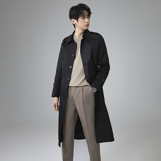 Herren Trenchcoat mit Taillengürtel, Schulterklappen und klassischer Knopfleiste Shop Nory