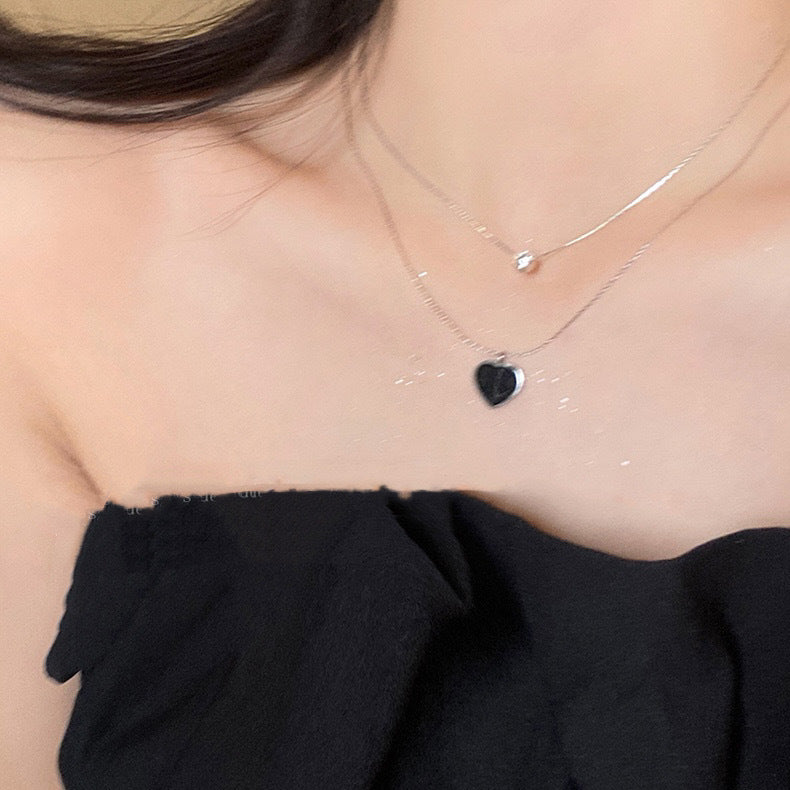 Damen Halskette mit eleganten Herz- und Kristallanhängern Shop Nory
