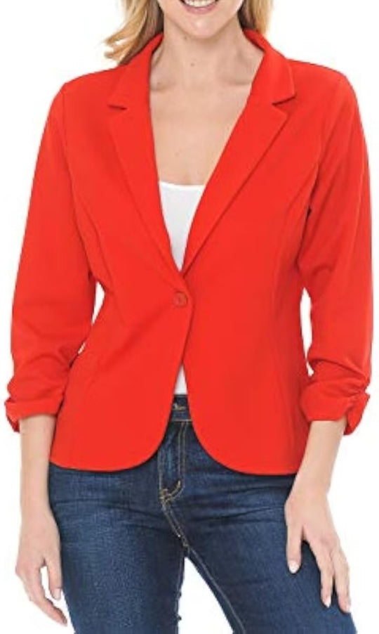 Damen taillierter Jersey-Blazer mit Ein-Knopf-Verschluss und dreiviertelärmeln Shop Nory