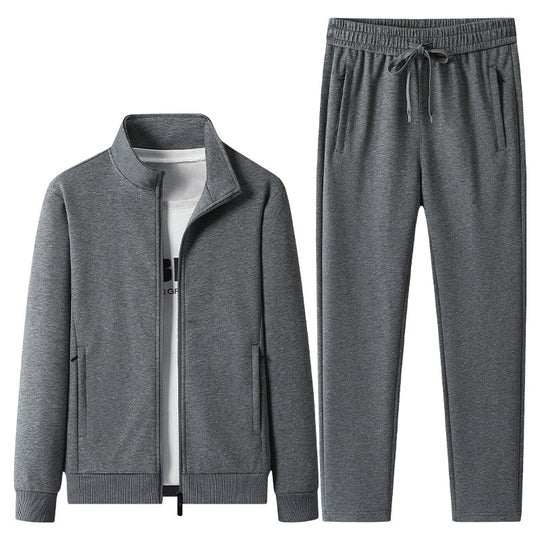 Herren Jogginganzug-Set aus Baumwollmix mit Stehkragen Reißverschlussjacke und Kordelbundhose Shop Nory