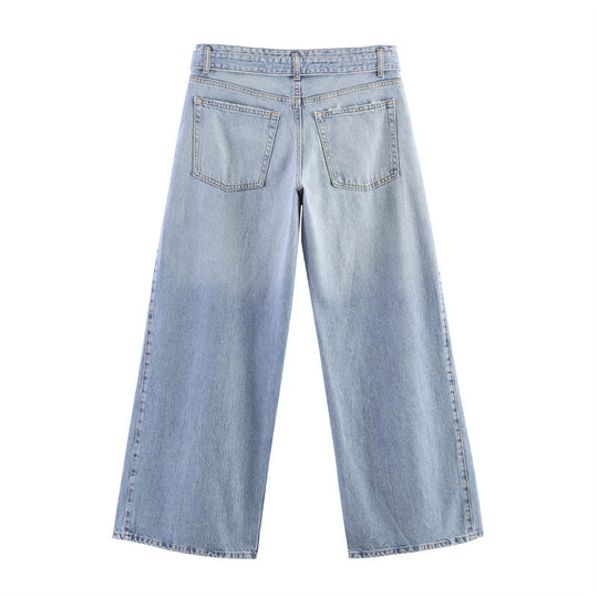 Damen Hochtaillierte weite Jeans-Culotte mit seitlichen Keileinsätzen Shop Nory