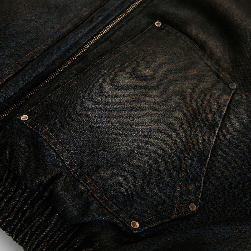 Herren Gefütterte Bomberjacke mit Teddyfutter, Kapuze und Used-Finish Shop Nory