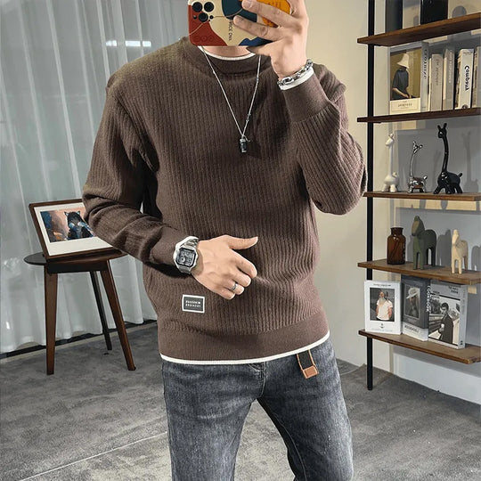 Herren Feinstrick-Ripppullover mit Rundhalsausschnitt und legerer Oversize-Passform Shop Nory
