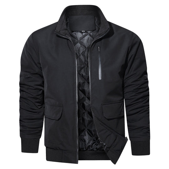 Herren leichter Utility-Bomberjacke mit geripptem Bund, Reißverschluss-Brusttasche und Pattentaschen Shop Nory