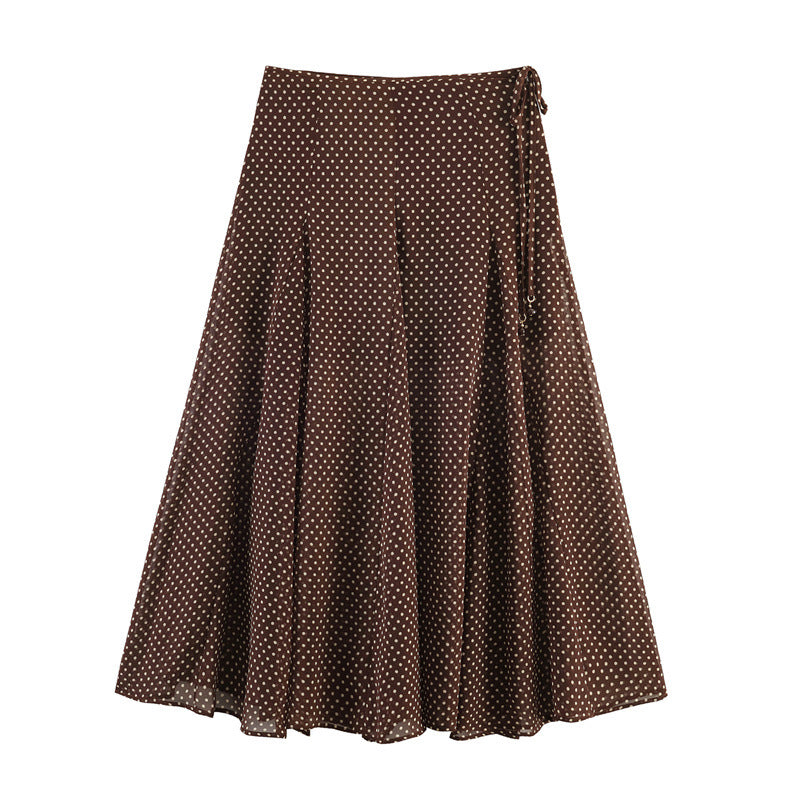 Damen Fließender A‑Linien Midirock mit Polka‑Dot‑Print und Bindeschleife Shop Nory