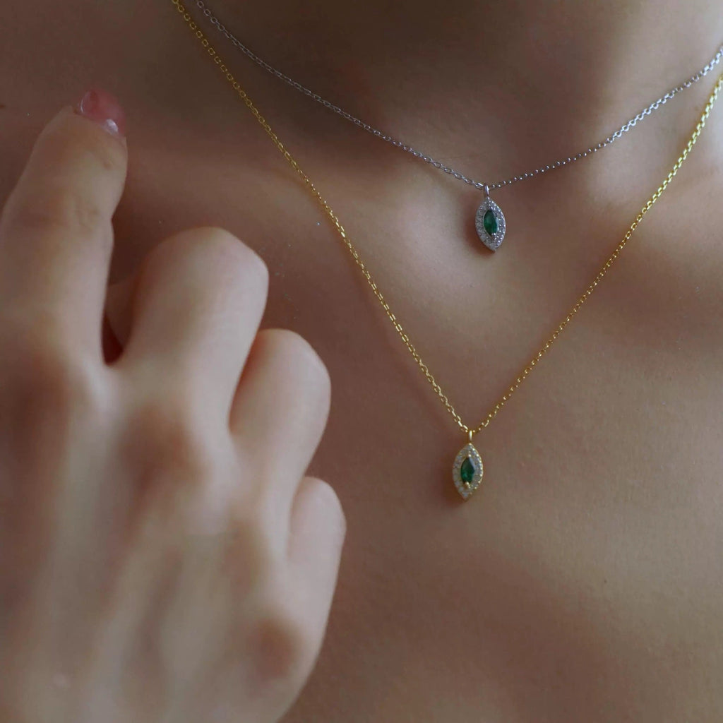 925 Sterling Silber Zirkon Kabelkette Einlage Geometrische Anhänger Halskette | Shop Nory