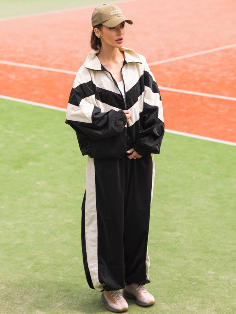 Damen Leichte Windjacke im Colorblock-Design mit Reißverschluss und elastischen Bündchen Shop Nory