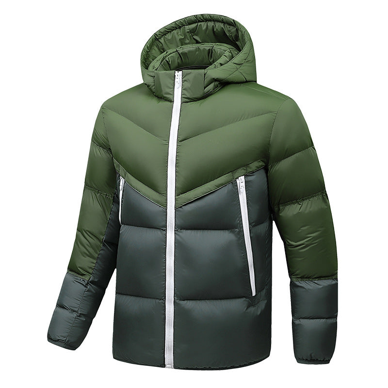 Herren Leichte Daunenoptik-Steppjacke mit Kapuze, winddichter Thermoisolierung und vertikalen Reißverschlusstaschen Shop Nory
