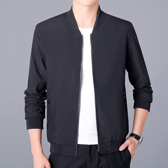 Herren Leichte Casual-Bomberjacke aus Microfaser mit Zwei-Wege-Reißverschluss und Rippbündchen Shop Nory